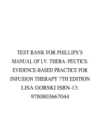 TEST BANK FOR PHILLIPS’S MANUAL OF I.V. THERA- PEUTICS: EVIDENCE-BASED PRACTICE