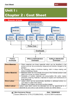 1st semester cost sheet (cost accounting)