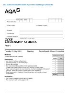 AQA GCSE CITIZENSHIP STUDIES Paper 1 MAY 2024 Merged QP AND MS