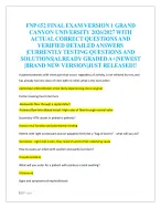 FNP 652 FINAL EXAM VERSION 1 GRAND  CANYON UNIVERSITY