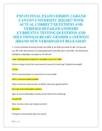 FNP 652 FINAL EXAM VERSION 2 GRAND  CANYON UNIVERSITY