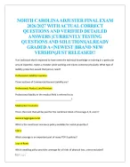 NORTH CAROLINA ADJUSTER FINAL EXAM