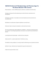 NUR-641E Advanced Pathophysiology and Pharmacology For  The Nurse Educator 100% Correct