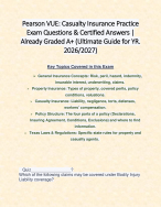Pearson VUE: Casualty Insurance Practice Exam Questions & Certified Answers | Already Graded A+