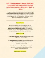 NUR 155 Foundations of Nursing Final Exam, (Latest 2026/2027 Update) 100% Verified Actual Exam