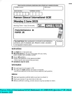 Pearson Edexcel International GCSE Mathematics B (4MB1/01R) Question P 1R +Mark S Summer 2025