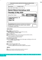 Pearson Edexcel International GCSE Mathematics A Higher Tier 4MA1/1H QP 1H +Mark S Summer 2025