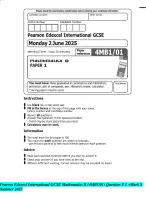 Pearson Edexcel International GCSE Mathematics B (4MB1/01) Question P 1 +Mark S Summer 2025