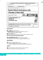 Pearson Edexcel International GCSE Mathematics A 4MA1/1F Foundation Tier QP+MS Summer 2025
