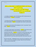 HESI A2 READING COMPREHENSION 2025 Newest 2025 Actual Exam  Complete Questions And Well Defined  An