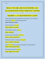 HESI A2 VOCABULARY EXAM 2025/2026 | 100 + EXAM QUESTIONS WITH COMPLETE ANSWERS  |  GRADED A+ | GUAR