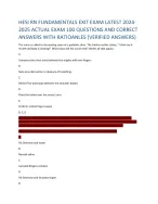 HESI RN FUNDAMENTALS EXIT EXAM LATEST 2024 2025 ACTUAL EXAM 100 QUESTIONS AND CORRECT ANSWERS WITH