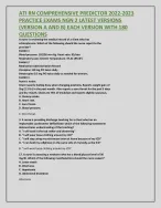 ATI RN COMPREHENSIVE PREDICTOR 2022-2023  PRACTICE EXAMS NGN 2 LATEST VERSIONS  (VERSION A AND B)