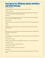TEST BANK FOR WILLIAMS BASIC NUTRITION AND DIET THERAPY 15TH EDITION LATEST UPDATE BY STACI NIXX W