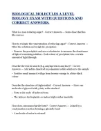 BIOLOGICAL MOLECULES A LEVEL BIOLOGY EXAM WITH QUESTIONS AND CORRECT ANSWERS.pdf