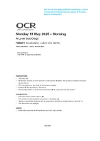 OCR A Level Sociology H580/01 Socialisation, culture and identity Question paper & Mark Scheme