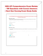 I Comprehensive Exam Retake – 180 Questions with Correct Answers  | Next Gen Nursing Exam Study Gui