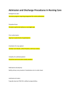 Admission and Discharge Procedures in Nursing Care