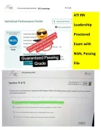 This document contains the actual ATI RN Leadership Proctored Exam with NGN, including 70 real scree...