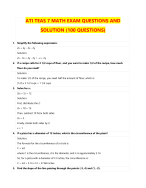 Detailed Summary Ati Teas 7 Math Exam Questions And Solution (100 Questions)