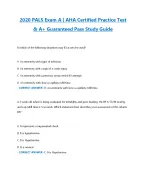 2020 PALS Exam A AHA Certified Practice Test & A+ Guaranteed Pass Study