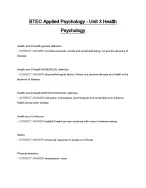 BTEC Applied Psychology - Unit 3 Health Psychology