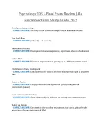 Psychology 105 – Final Exam Review A+ Guaranteed Pass Study Guide 2025