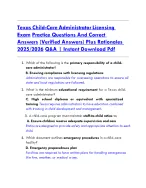 Texas Child-Care Administrator Licensing Exam Practice Questions And Correct Answers .