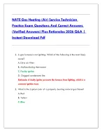 NATE Gas Heating (Air) Service Technician Practice Exam Questions And Correct Answers