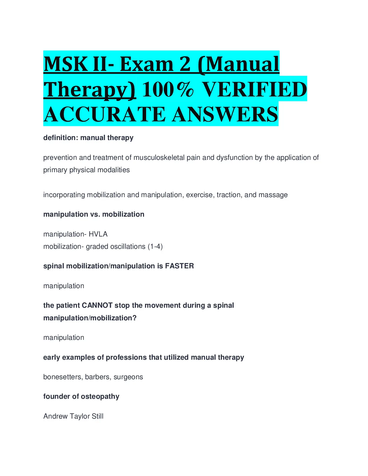 MSK EXAM MASTER 2022(CORRECTLY ANSWERED);250 QUESTIONS AND ANSWERS ...