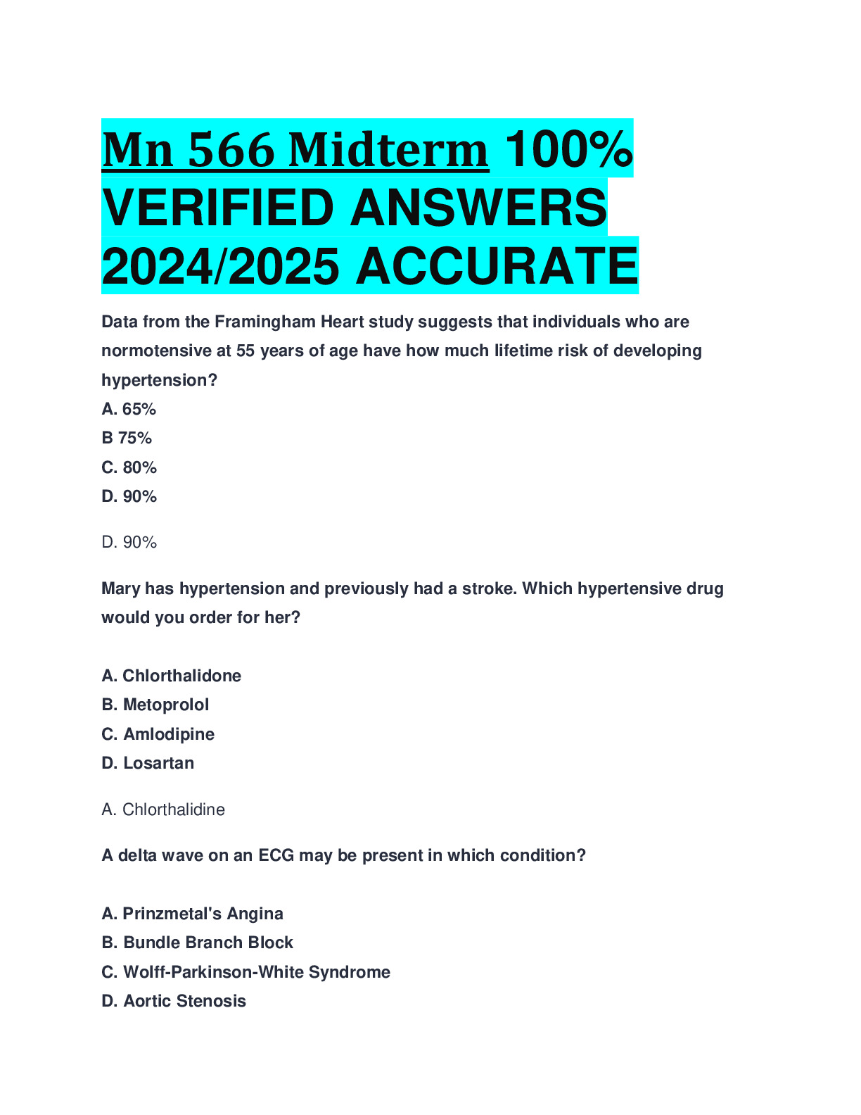 Mn 566 Midterm 100%  VERIFIED ANSWERS  2024/2025 ACCURATE