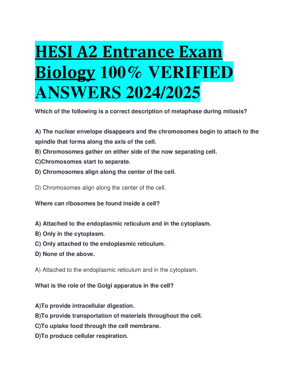 HESI A2 ENTRANCE EXAM 2024/2025 BUNDLE - DocMerit