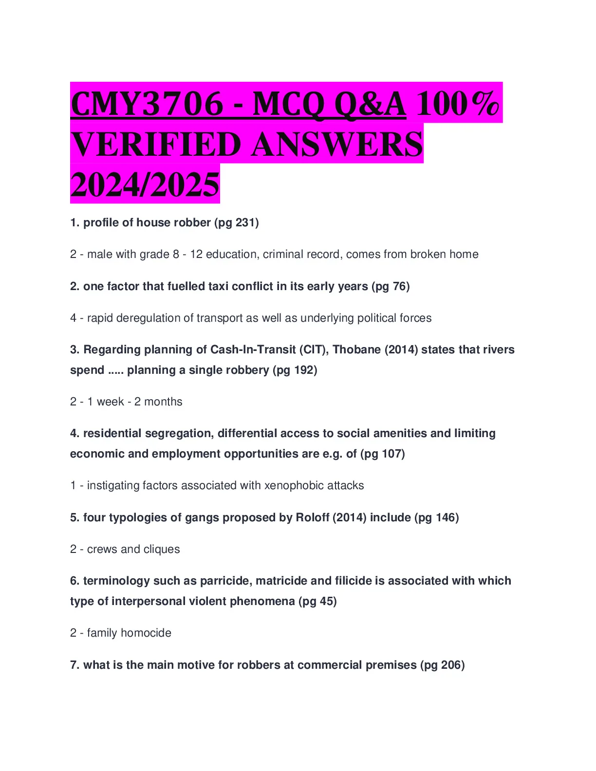 CMY3706 - Chapter 1 to 4 100% VERIFIED CORRECT ANSWERS 2024/2025 - DocMerit