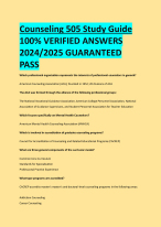Counseling 505 Study Guide 100% VERIFIED ANSWERS  2024/2025 GUARANTEED  PASS