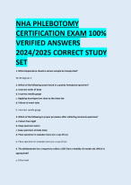 NHA PHLEBOTOMY  CERTIFICATION EXAM 100%  VERIFIED ANSWERS  2024/2025 CORRECT STUDY  SET