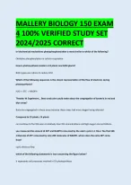 MALLERY BIOLOGY 150 EXAM  4 100% VERIFIED STUDY SET  2024/2025 CORRECT