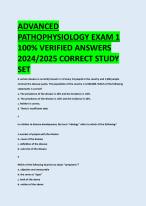 ADVANCED  PATHOPHYSIOLOGY EXAM 1 100% VERIFIED ANSWERS  2024/2025 CORRECT STUDY  SET