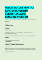 HESI A2 BIOLOGY PRACTICE EXAM 100% VERIFIED CORRECT ANSWERS 2025/2026 ...