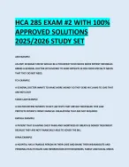 HCA 285 EXAM #2 WITH 100%  APPROVED SOLUTIONS  2025/2026 STUDY SET