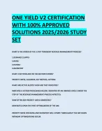 ONE YIELD V2 CERTIFICATION  WITH 100% APPROVED  SOLUTIONS 2025/2026 STUDY  SET