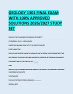 GEOLOGY 1301 FINAL EXAM  WITH 100% APPROVED  SOLUTIONS 2026/2027 STUDY  SET