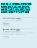 NUR 1211 MEDICAL SURGICAL  FINAL EXAM WITH 100%  APPROVED SOLUTIONS  2026/2027 STUDY SET