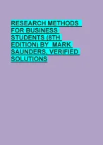 RESEARCH METHODS   FOR BUSINESS  STUDENTS (8TH  EDITION) BY  MARK  SAUNDERS, VERIFIED  SOLUTIONS