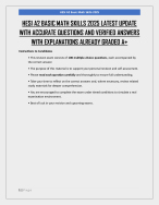 HESI A2 BASIC MATH SKILLS 2025 LATEST UPDATE  WITH ACCURATE QUESTIONS AND VERIFIED ANSWERS  WITH EX