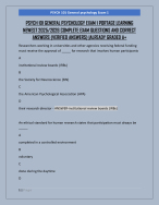 PSYCH 101 GENERAL PSYCHOLOGY EXAM 1 PORTAGE LEARNING  NEWEST 2025/2026 COMPLETE EXAM QUESTIONS AND