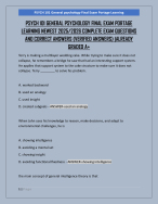 PSYCH 101 GENERAL PSYCHOLOGY FINAL EXAM PORTAGE  LEARNING NEWEST 2025/2026 COMPLETE EXAM QUESTIONS
