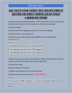 ADULT HEALTH II EXAM 2 NEWEST 2025/2026 WITH COMPLETE  QUESTIONS AND CORRECT ANSWERS |ALREADY GRADE