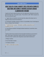 ADULT HEALTH II EXAM 3 NEWEST 2025/2026 WITH COMPLETE  QUESTIONS AND CORRECT ANSWERS |ALREADY GRADE