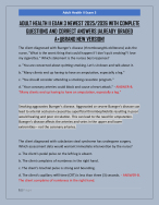 ADULT HEALTH II EXAM 3 NEWEST 2025/2026 WITH COMPLETE  QUESTIONS AND CORRECT ANSWERS |ALREADY GRADE