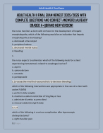 ADULT HEALTH II FINAL EXAM NEWEST 2025/2026 WITH  COMPLETE QUESTIONS AND CORRECT ANSWERS |ALREADY